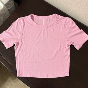 Lululemon Hold Tight Straight Hemmed Short Sleeve VitaPink Crop Top 4